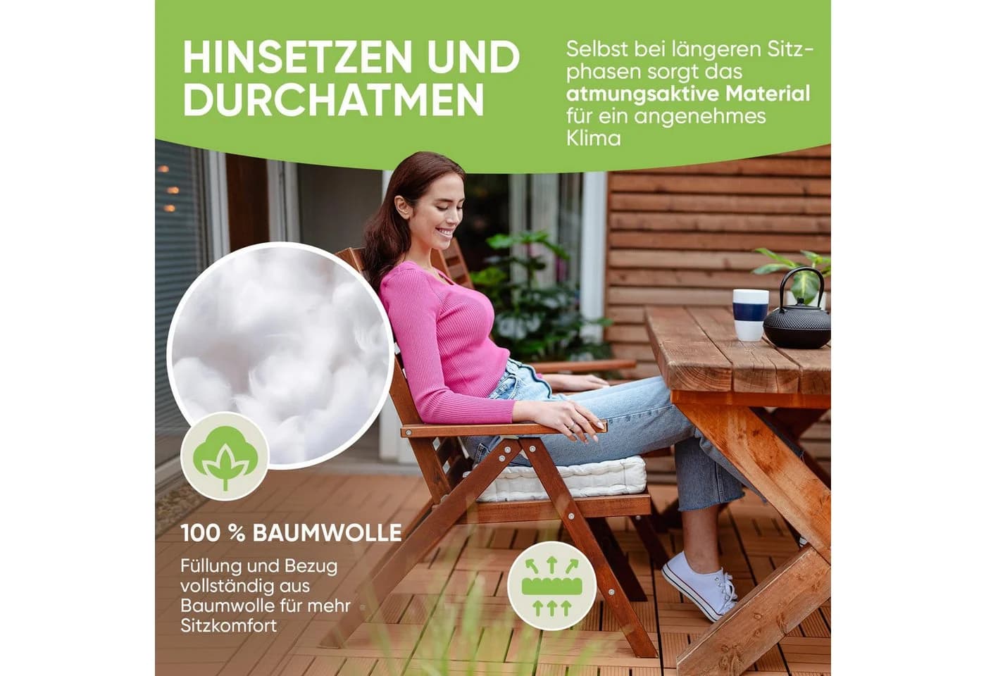 Gräfenstayn Sitzkissen 4er Set 40x40 cm Baumwolle Creme - Bild 3