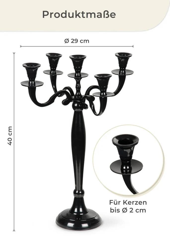 Gräfenstayn Kerzenständer 5-armig Schwarz Klassiker - Bild 4