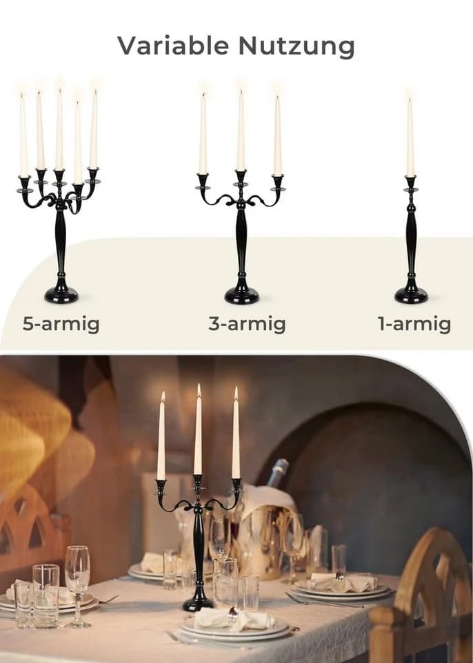 Gräfenstayn Kerzenständer 5-armig Schwarz Klassiker - Bild 5