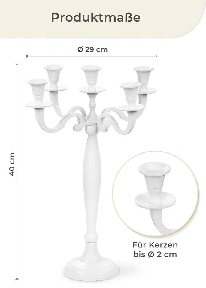 Gräfenstayn 5-armiger Kerzenständer Weiß Klassiker - Bild 4