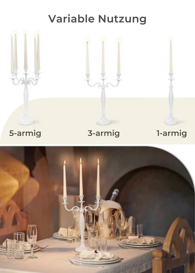 Gräfenstayn 5-armiger Kerzenständer Weiß Klassiker - Bild 5
