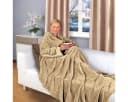 Gräfenstayn Kuscheldecke Flauschig mit Ärmeln und Fußtasche Hellbraun 180x150cm Bild 2