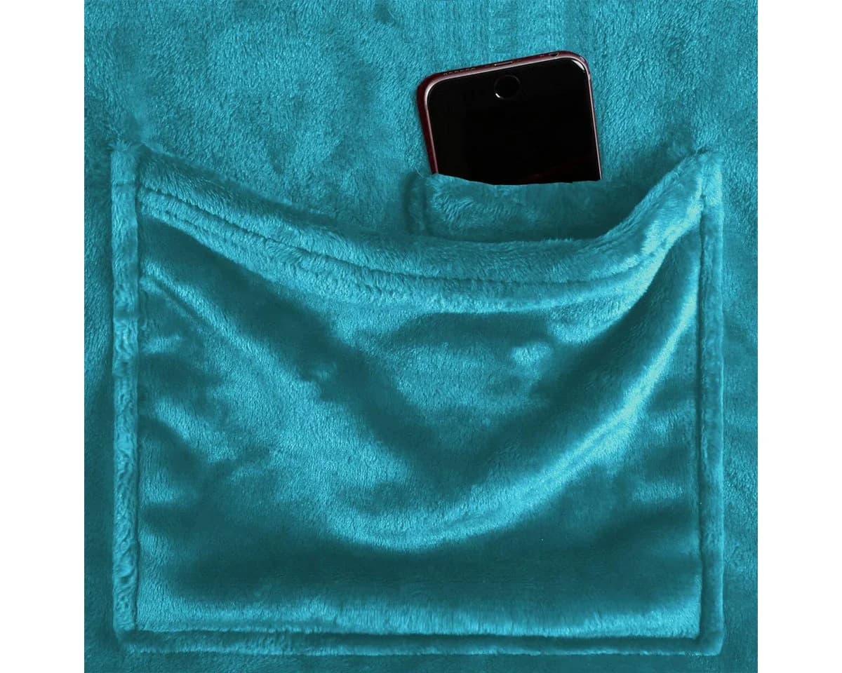 Gräfenstayn Kuscheldecke mit Ärmeln und Fußtasche türkis