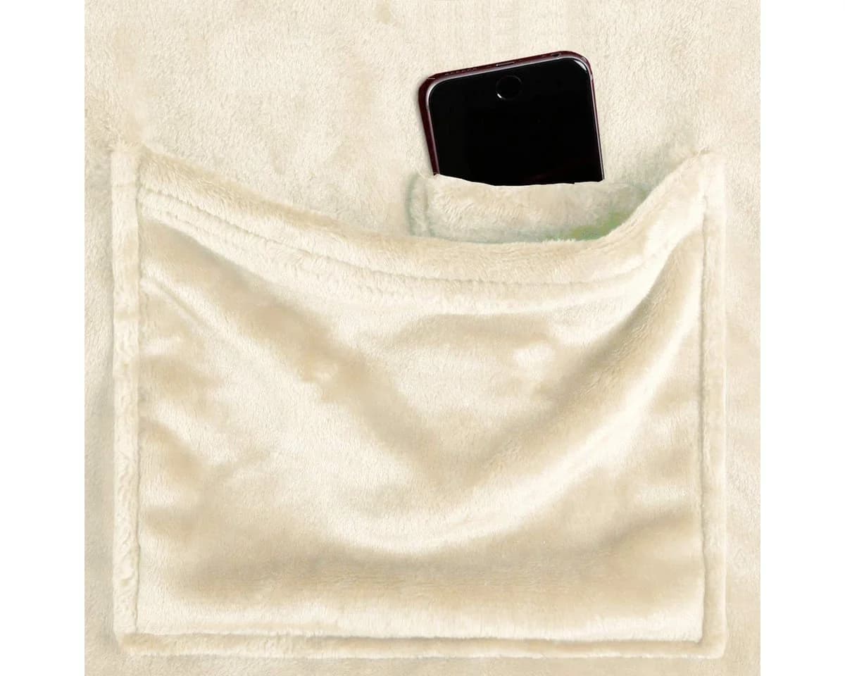 Gräfenstayn Kuscheldecke mit Ärmeln und Fußtasche Creme