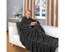 Gräfenstayn Kuscheldecke mit Ärmeln und Fußtasche Schwarz Flanell-Fleece Bild 2