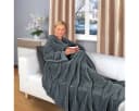 Gräfenstayn Wohndecke Flauschig Tragbar Kuscheldecke Mit Ärmeln Fußtasche Anthrazit Bild 2