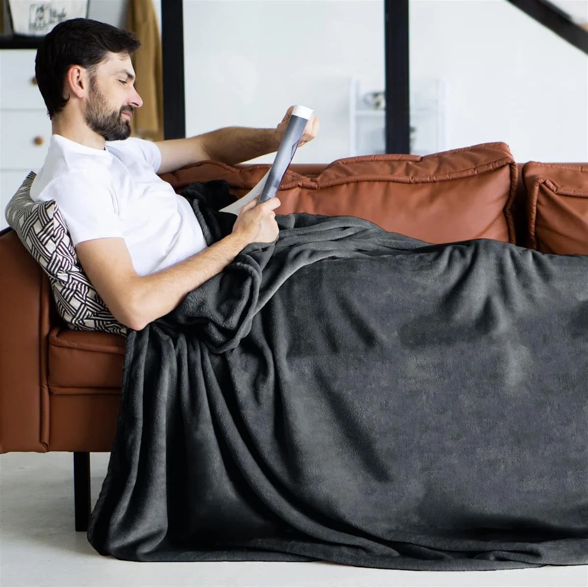 Gräfenstayn Wohndecke Kuscheldecke Anthrazit Super Weich Flauschig