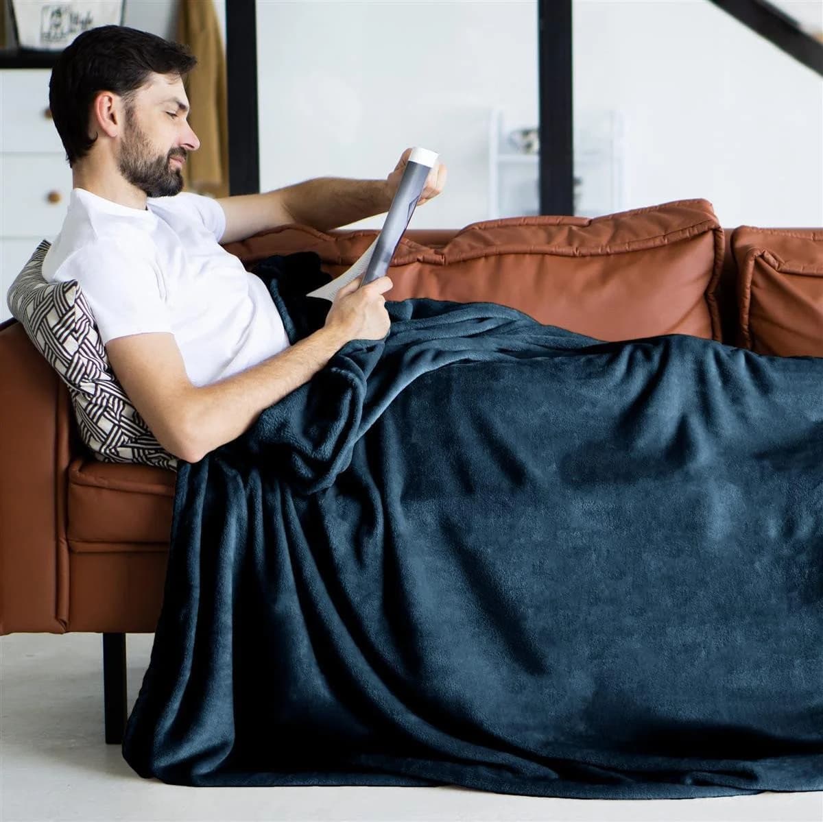 Gräfenstayn Wohndecke Kuscheldecke Blau Super Weich Flauschig