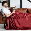 Gräfenstayn Kuscheldecke Bordeaux Flanell-Fleece Wohndecke Bild 1