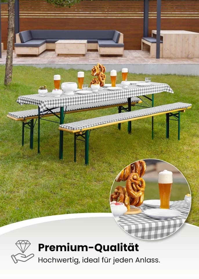 Gräfenstayn Bankauflage Biertischauflagen-Set 3-tlg. Sitzpolsterung für Bierzeltgarnitur