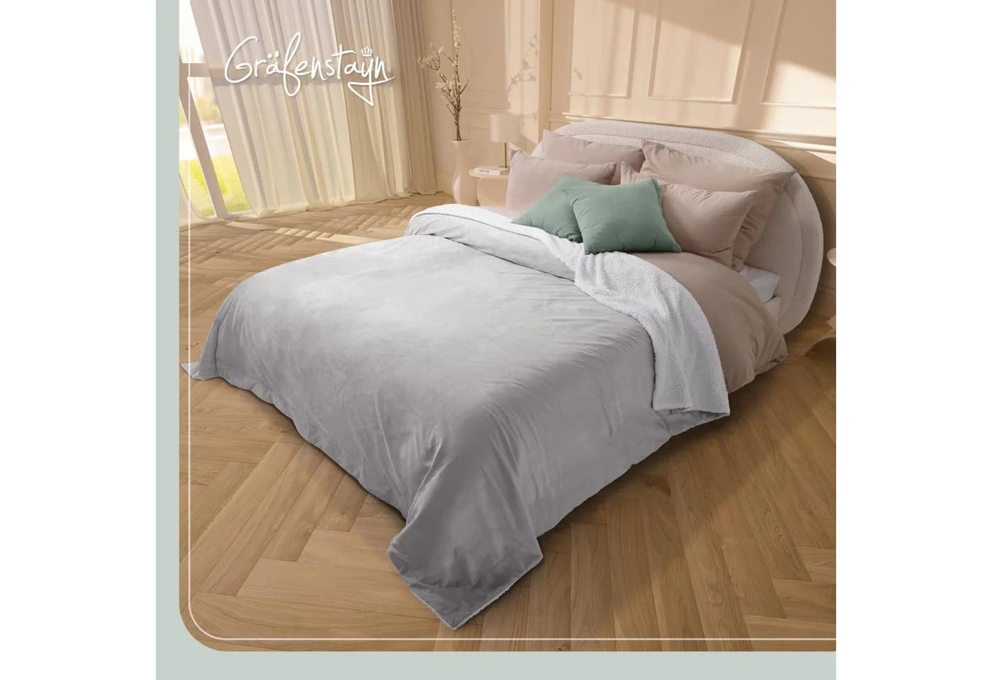 Wohndecke in Lammfell-Optik Kuscheldecke weich & flauschig - Sherpa Fleecedecke, Gräfenstayn