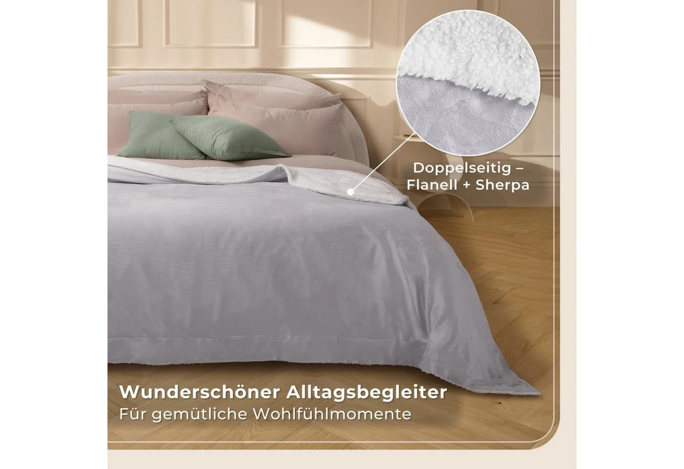 Wohndecke in Lammfell-Optik Kuscheldecke weich & flauschig - Sherpa Fleecedecke, Gräfenstayn - Bild 4