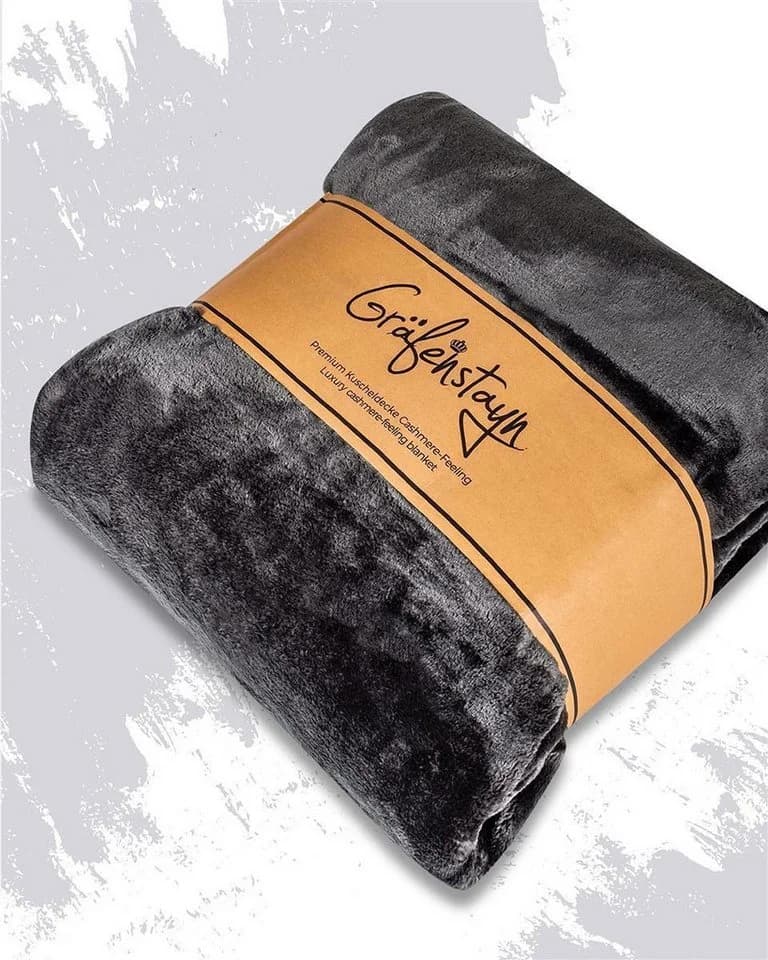 Gräfenstayn Wohndecke Cashmere-Feeling Kuscheldecke Grau Super Weich