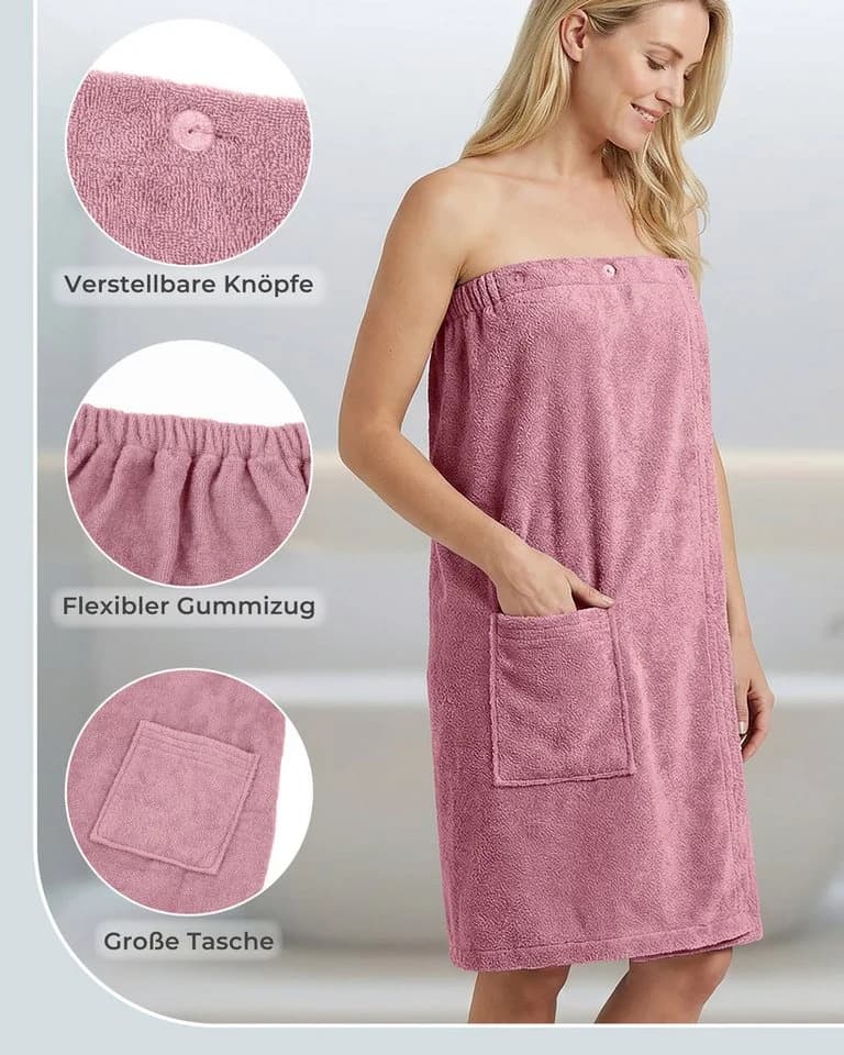 Laynenburg Saunakilt Damen Baumwolle Frottee Knopfverschluss - Bild 5