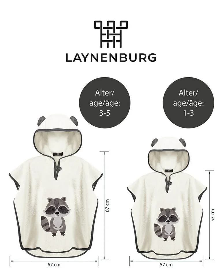 Laynenburg Badeponcho Kinder 100% Baumwolle mit Kapuze & Motiv, Handtuch Poncho aus Frottee für Baby Jungen Mädchen - Bild 5