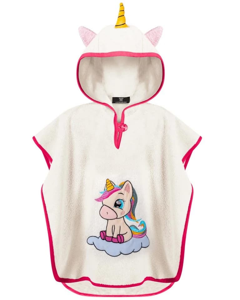 Laynenburg Badeponcho Kinder 100% Baumwolle mit Kapuze & Motiv, Handtuch Poncho aus Frottee für Baby Jungen Mädchen - Bild 2