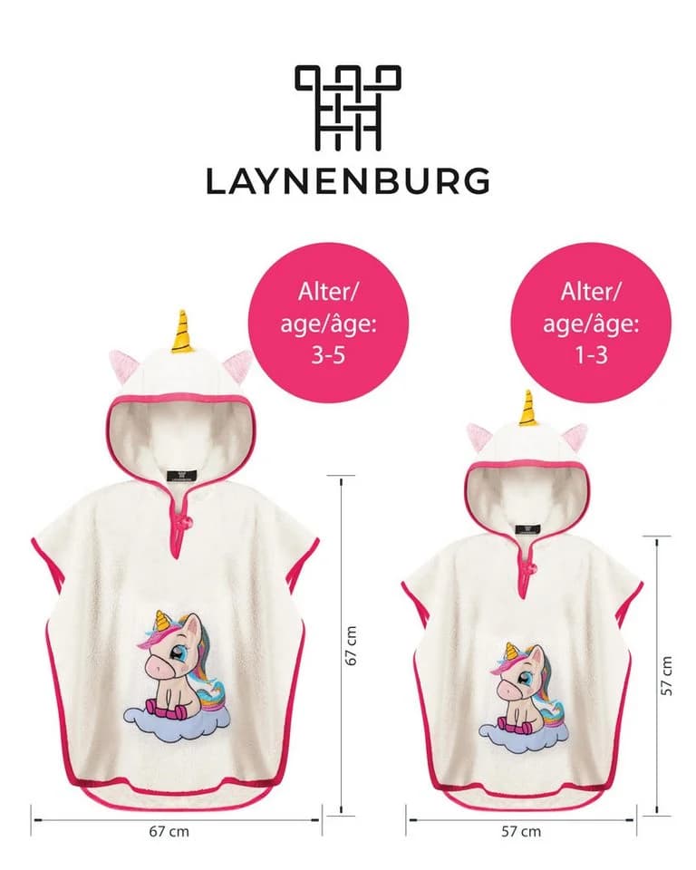 Laynenburg Badeponcho Kinder 100% Baumwolle mit Kapuze & Motiv, Handtuch Poncho aus Frottee für Baby Jungen Mädchen - Bild 5