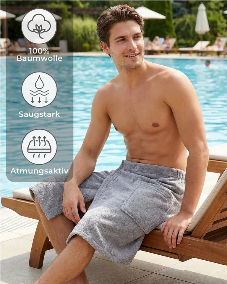 Laynenburg Saunakilt Herren Baumwolle Anthrazit - Bild 3