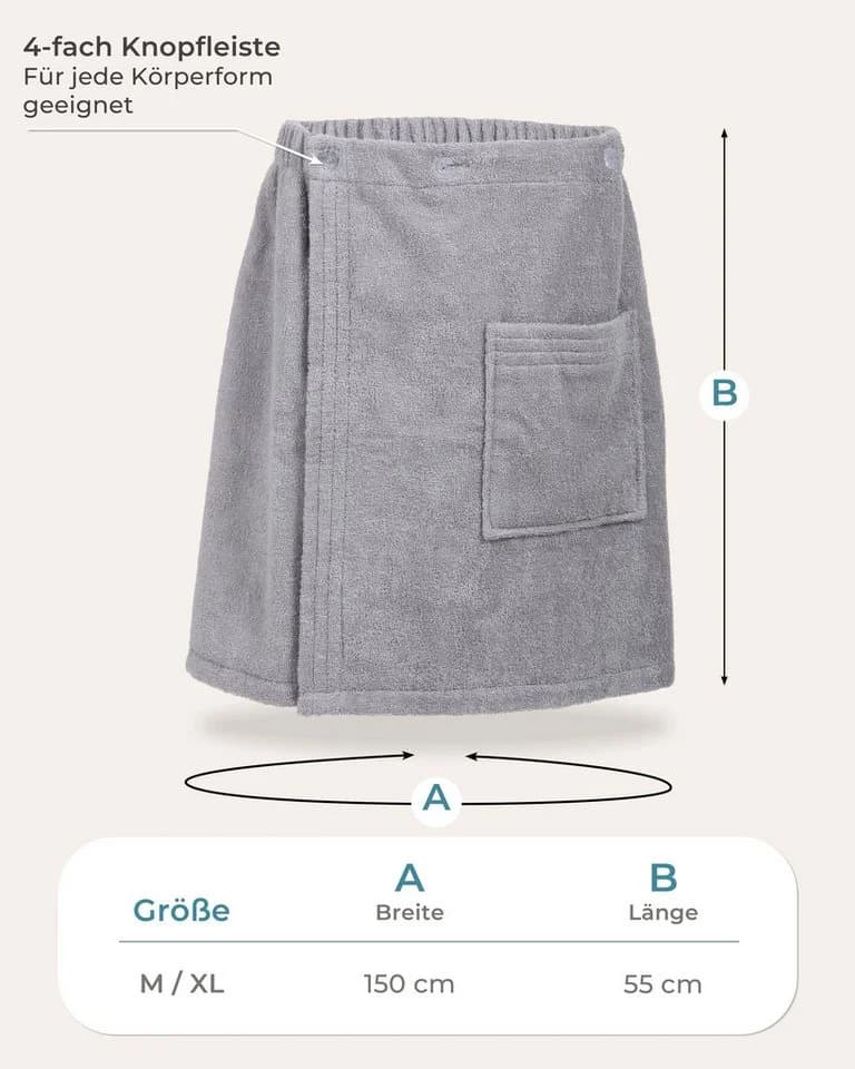 Laynenburg Saunakilt Herren Baumwolle Anthrazit - Bild 4