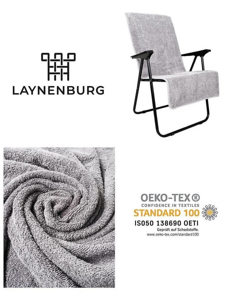 LAYNENburg Frottee Schonbezug Gartenstuhl Grau 100% Baumwolle - Bild 4