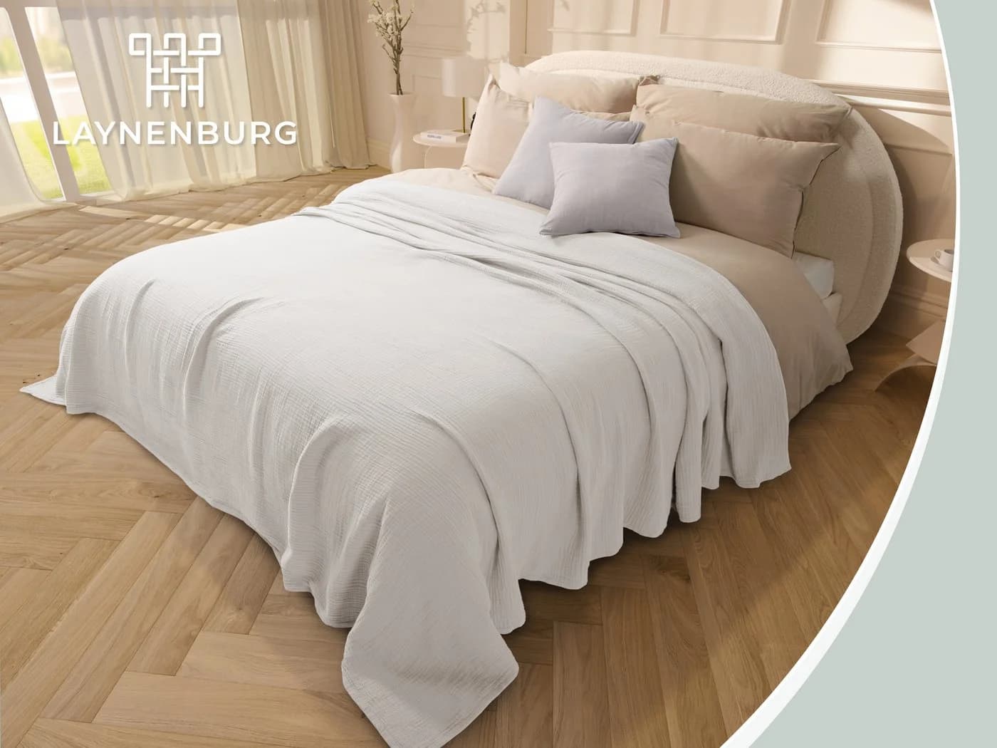 Laynenburg Tagesdecke Musselin 100% Baumwolle Sommerdecke Kuscheldecke
