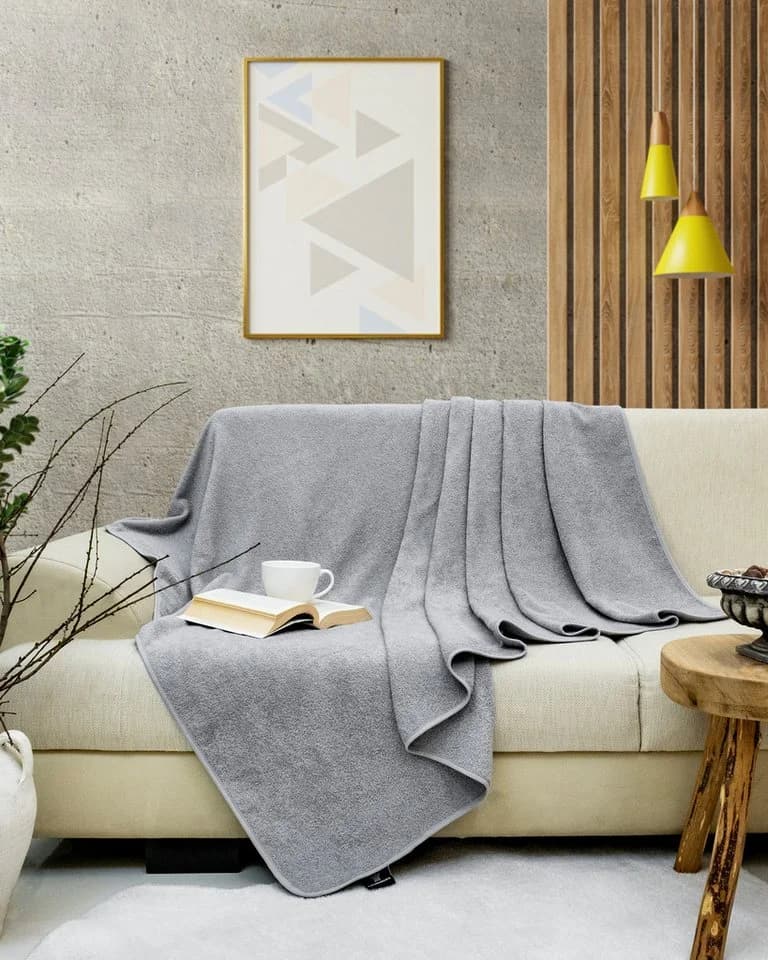 LAYNENBURG Wohndecke Frotteedecke 100% Baumwolle Grau - Bild 5