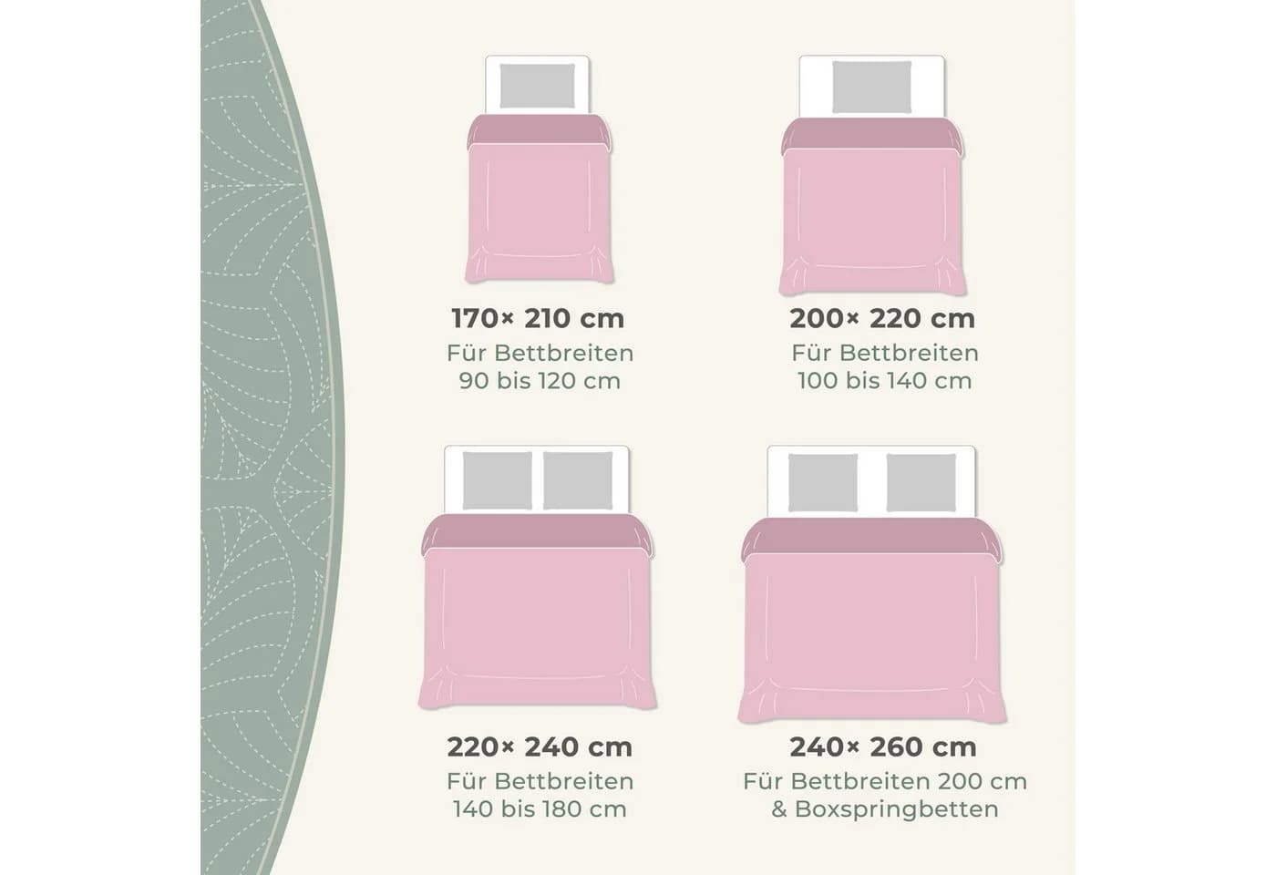 Gräfenstayn Premium Tagesdecke Rosa Blatt-Design