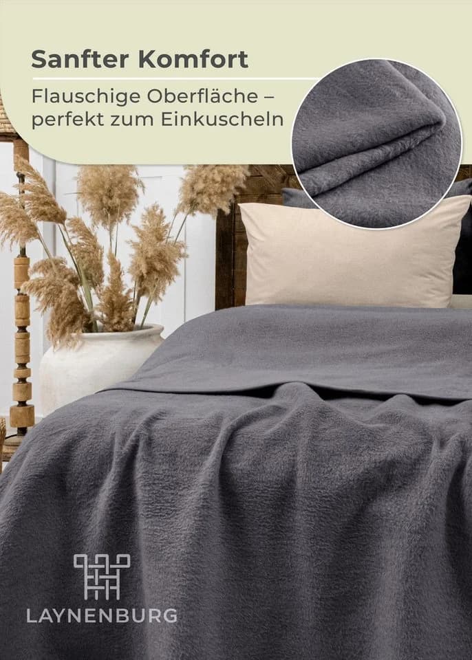 Laynenburg Wohndecke Baumwolle Kuscheldecke Anthrazit - Bild 4