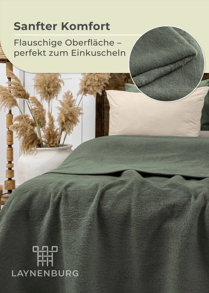 Laynenburg Wohndecke Baumwolle Kuscheldecke Dunkelgrün - Bild 4