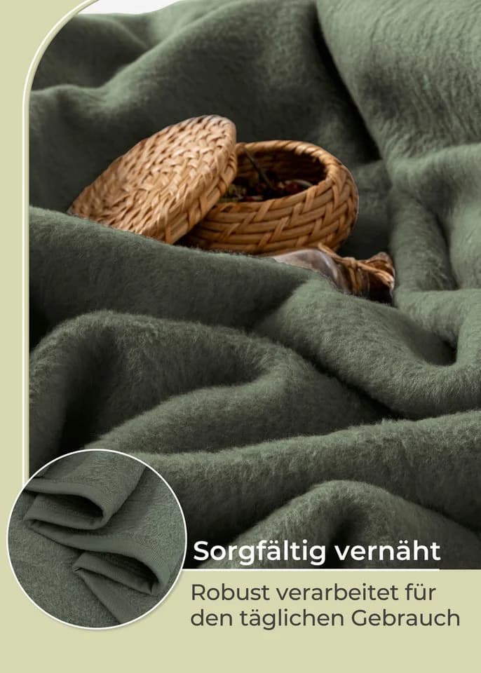 Laynenburg Wohndecke Baumwolle Kuscheldecke Dunkelgrün - Bild 5