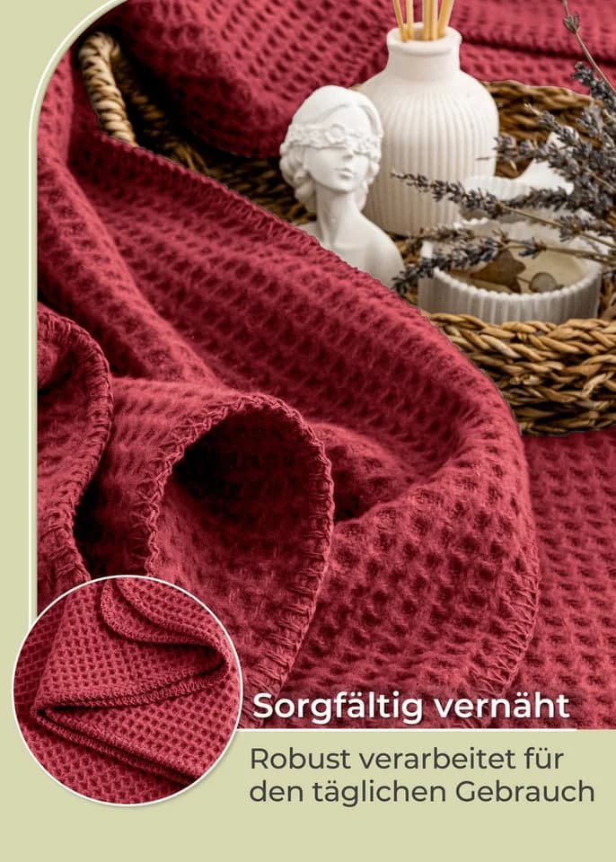 Wohndecke Waffelpique Baumwolle Kuscheldecke Laynenburg - Bild 5
