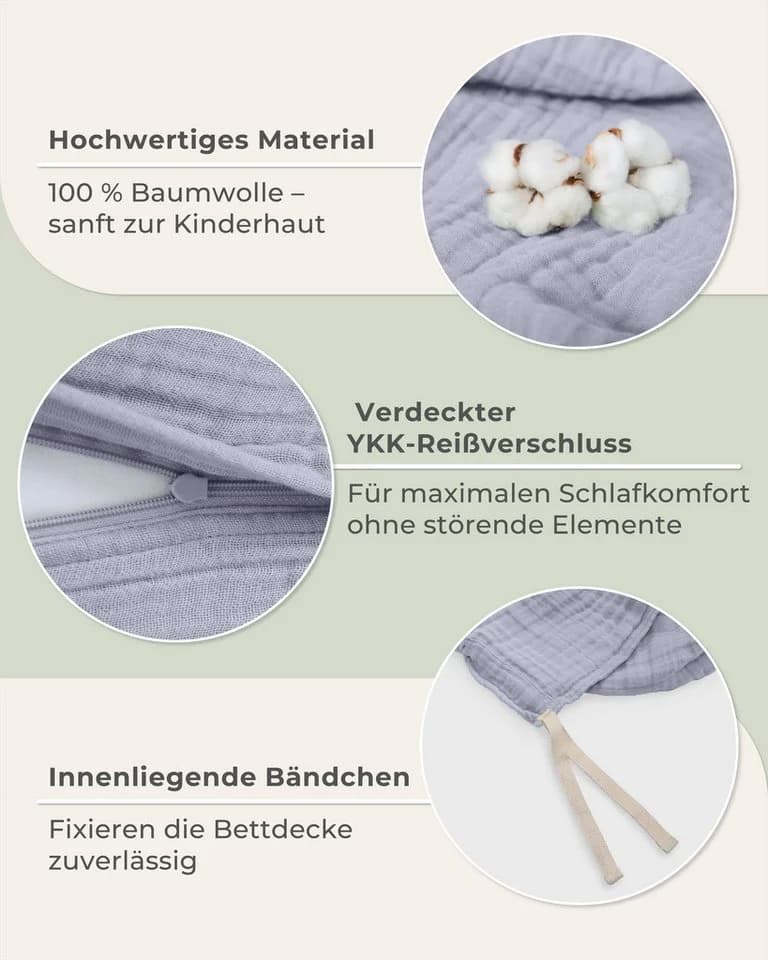 Laynenburg Kinderbettwäsche Musselin 2 teilig 100% Baumwolle - Bild 5