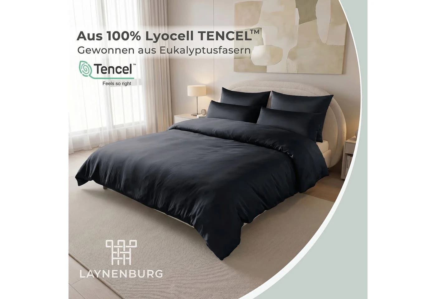 LAYNENBURG Bettwäsche 100% TENCEL Lyocell Eukalyptus