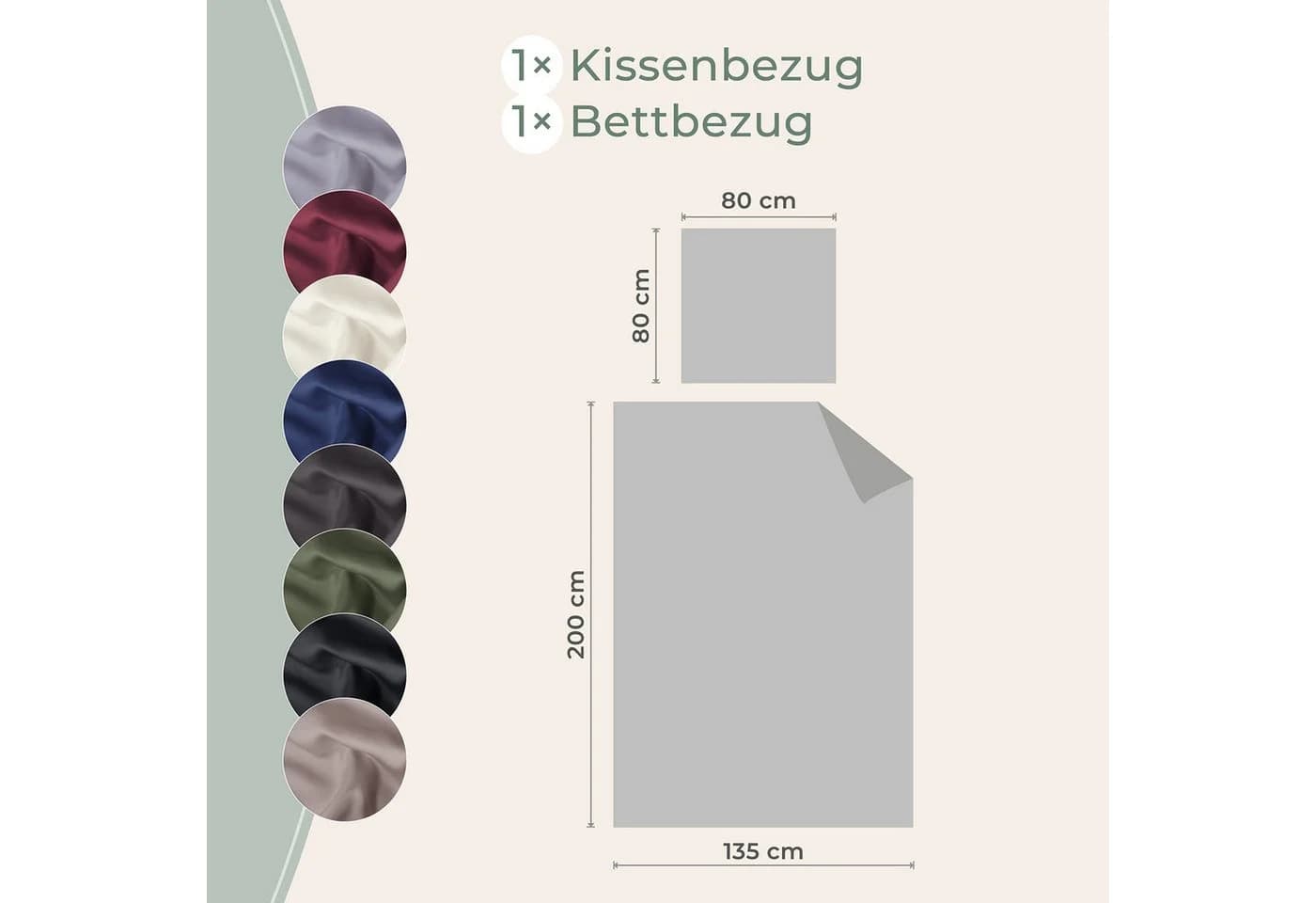 LAYNENBURG Bettwäsche 100% TENCEL Lyocell Eukalyptus - Bild 3