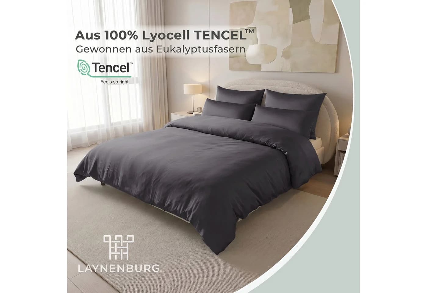 Laynenburg Bettwäsche 100% TENCEL Lyocell Grau