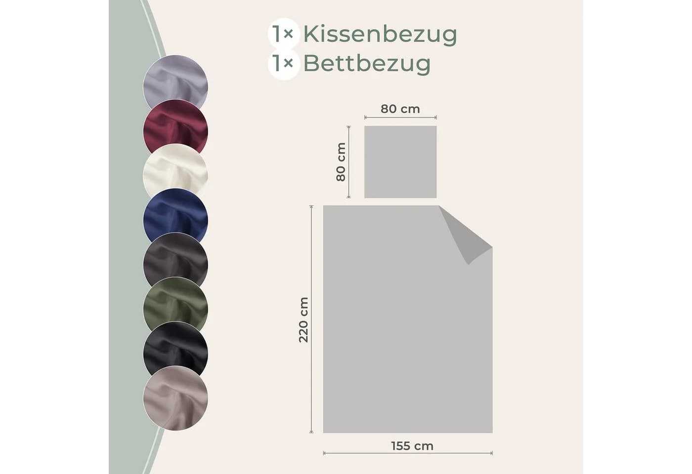 Laynenburg Bettwäsche 100% TENCEL Lyocell Grau - Bild 3