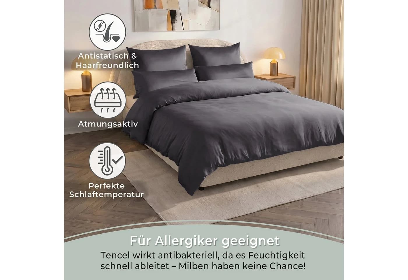 Laynenburg Bettwäsche 100% TENCEL Lyocell Grau - Bild 5