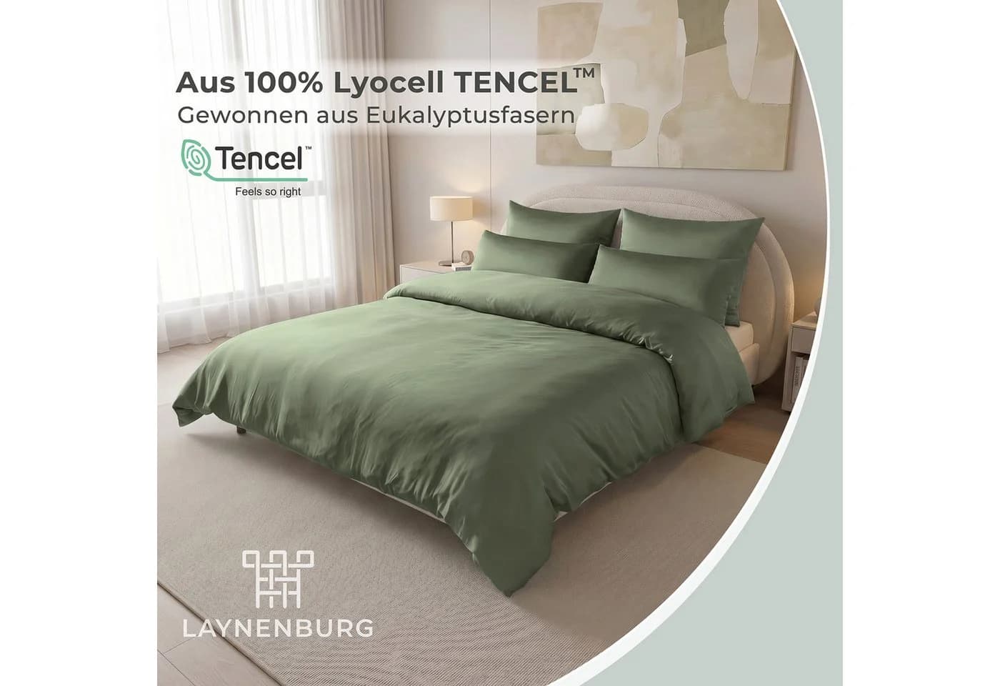 LAYNENBURG Bettwäsche 100% Tencel Lyocell Eukalyptus atmungsaktiv