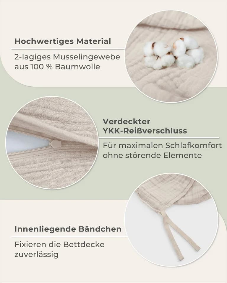 Laynenburg Bettwäsche Musselin Beige 100% Baumwolle - Bild 5