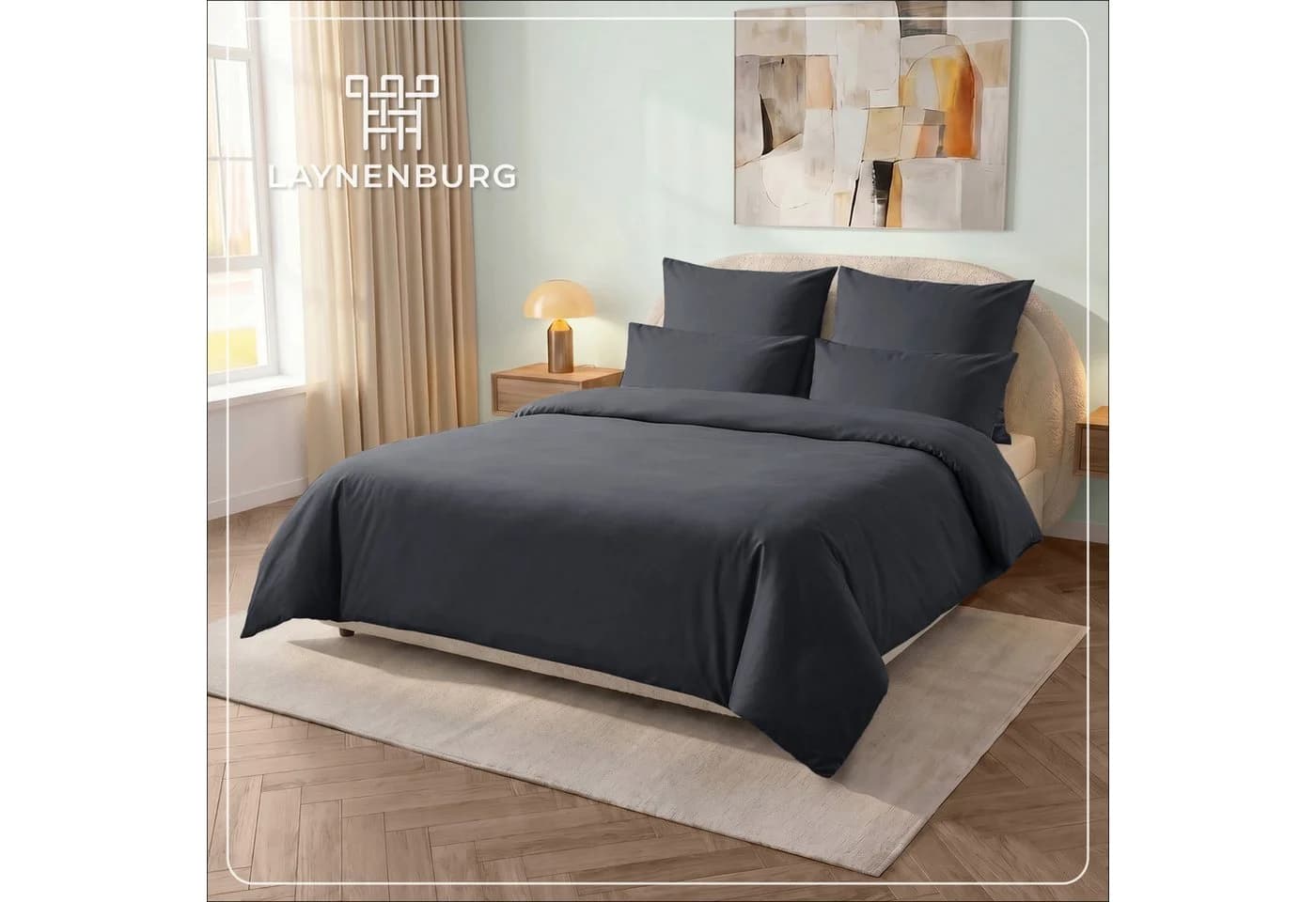 LAYNENburg Bettwäsche SuperSoft Grau 100% Baumwolle Fein-Biber