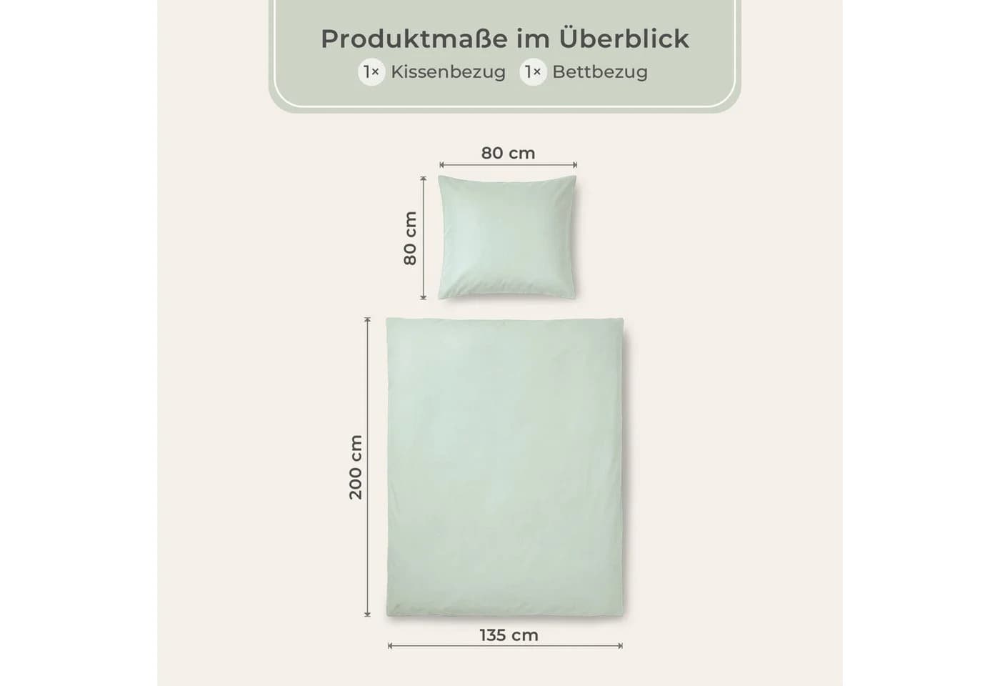 Laynenburg Mako-Satin Bettwäsche 100% Baumwolle Grün mit Reißverschluss - Bild 3