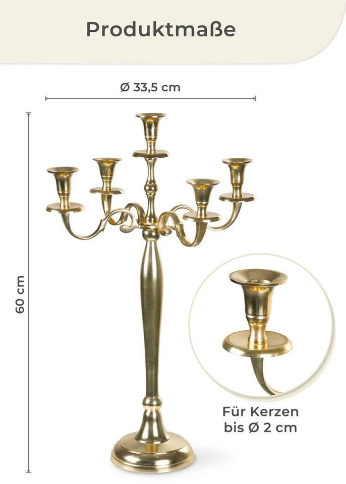 Gräfenstayn Kerzenständer 5-armig Goldfarben - Bild 4