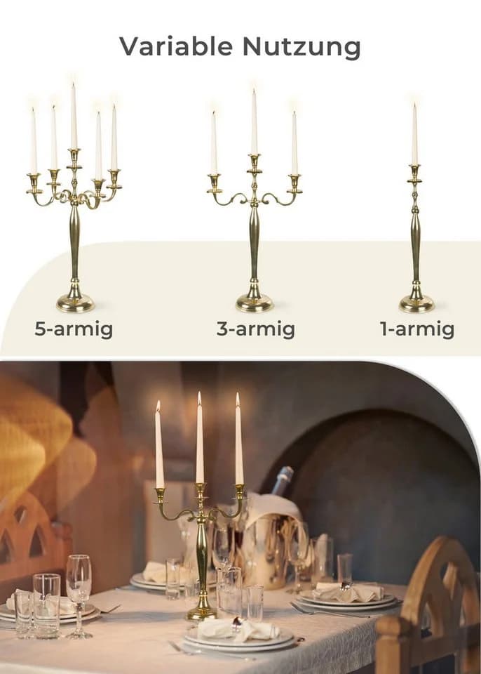 Gräfenstayn Kerzenständer 5-armig Goldfarben - Bild 5
