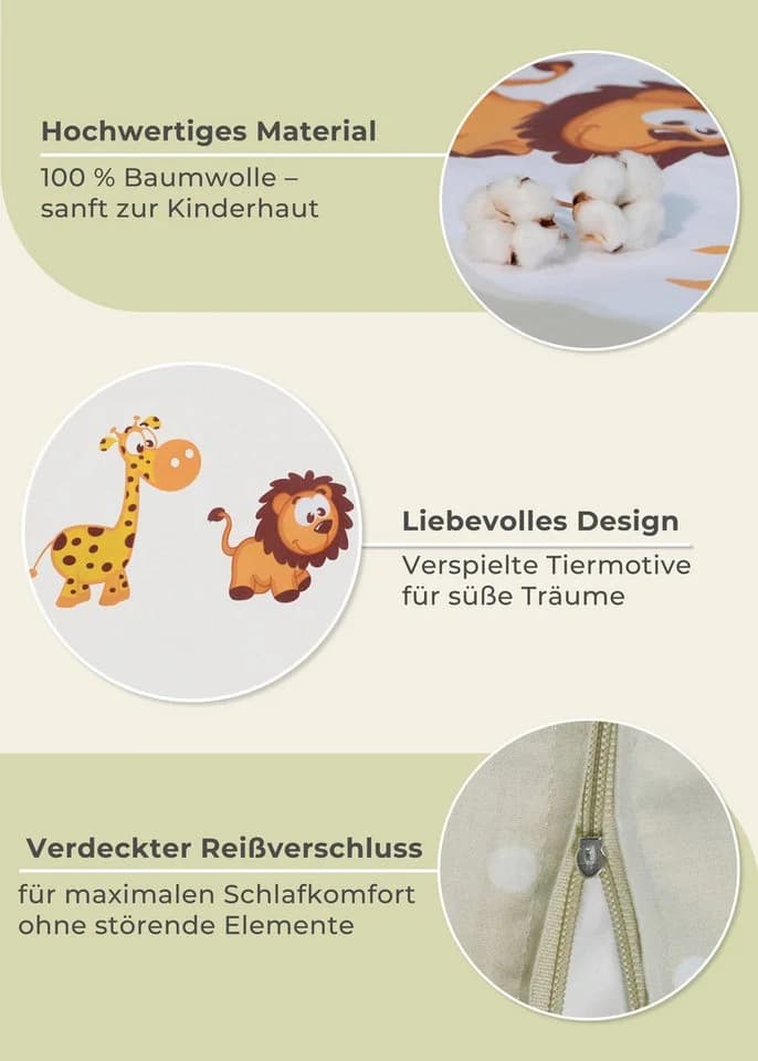Gräfenstayn Kinderbettwäsche Set 2-tlg. 100% Baumwolle mit Tiermotiv - Bild 4