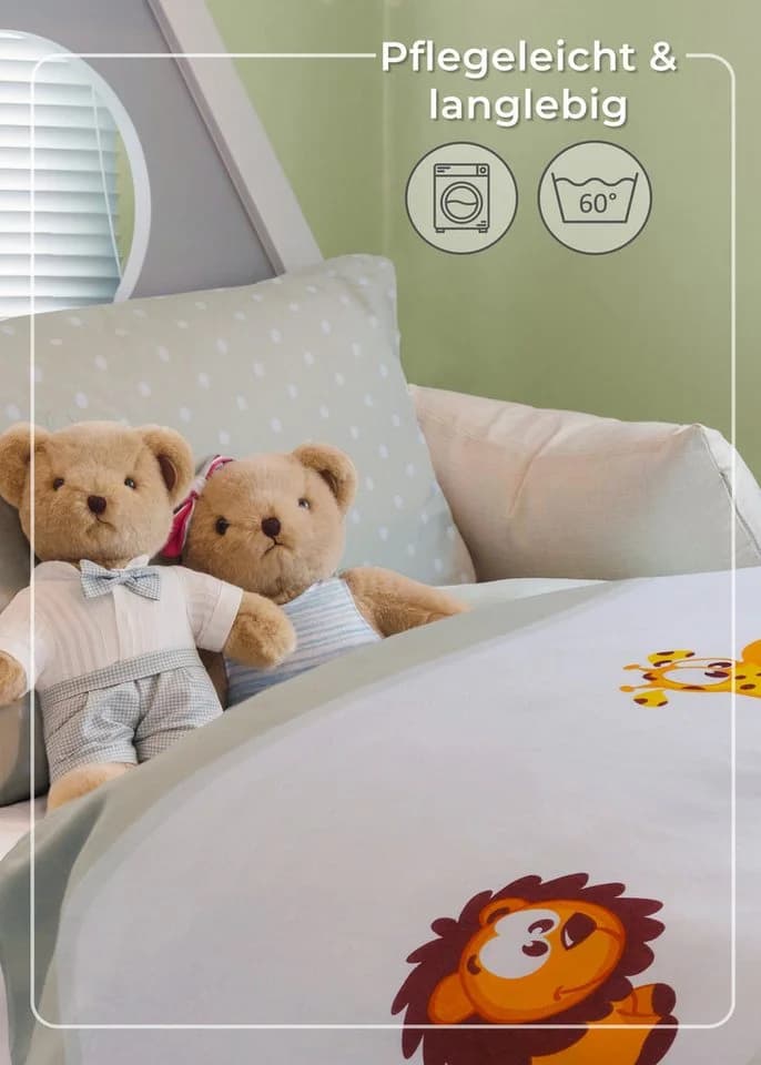 Gräfenstayn Kinderbettwäsche Set 2-tlg. 100% Baumwolle mit Tiermotiv - Bild 5
