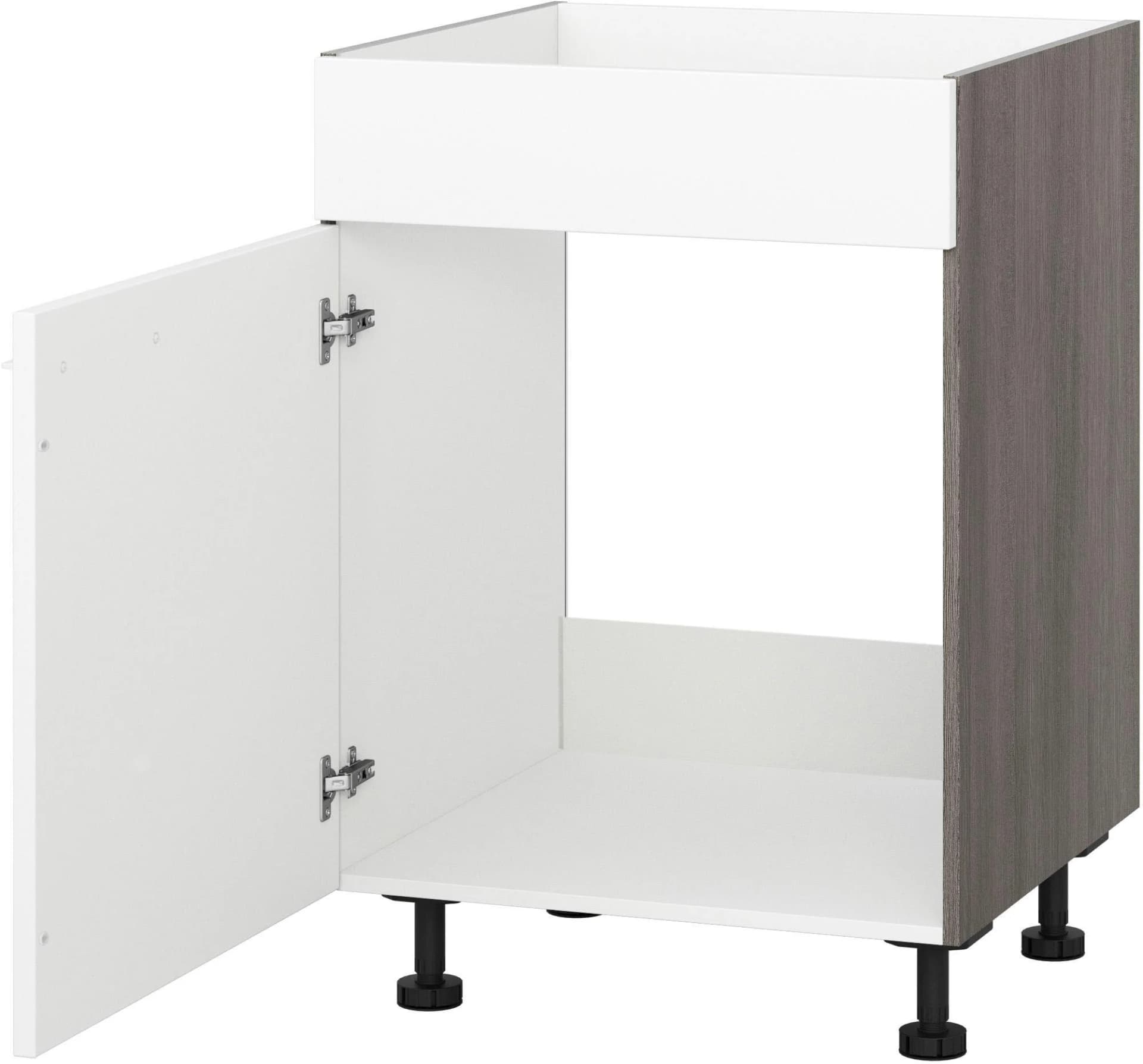 Kochstation Spülenunterschrank KS-Trea SPBL60 Weiß Grau Modern