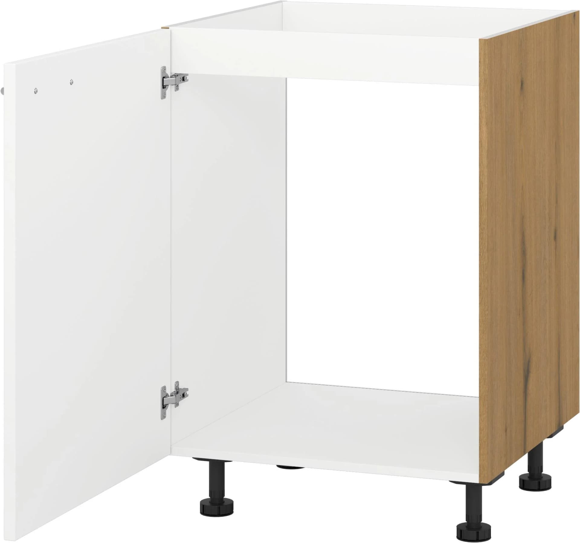 Spülenschrank KOCHSTATION KS-Scafa Weiß Eiche Astig Soft-Close