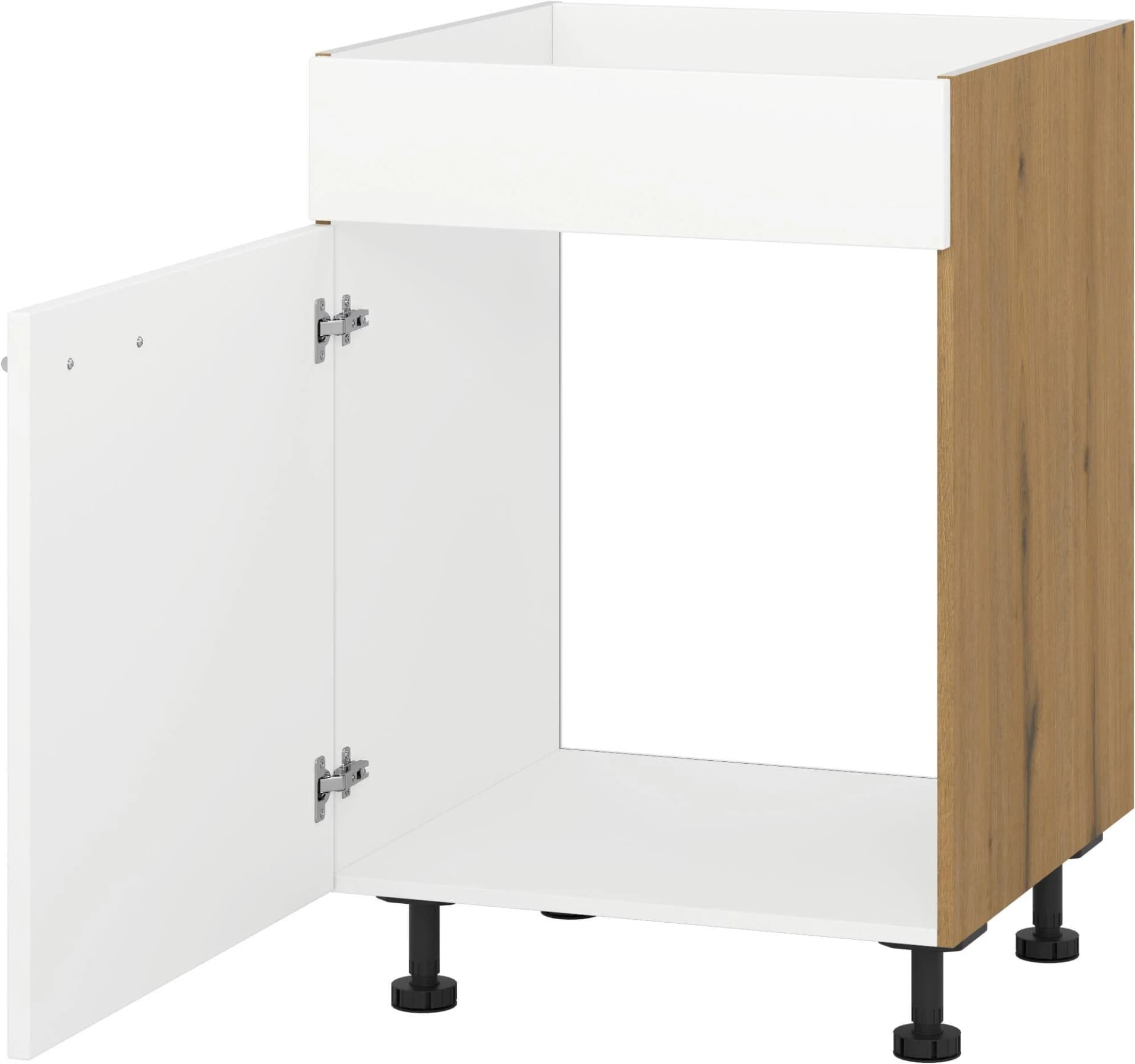 Spülenschrank KOCHSTATION KS-Scafa Weiß/Bergeiche Soft-Close