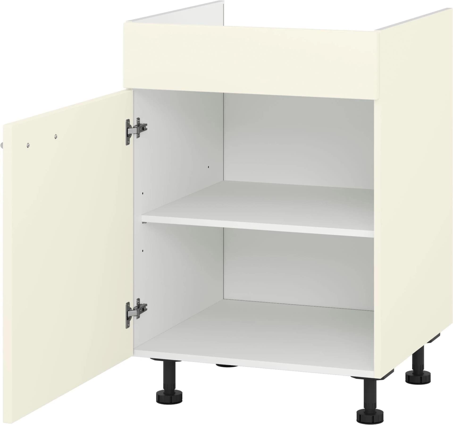 Kochstation Herdumbauschrank KS-Scafa Beige/Nussbaum mit Soft-Close