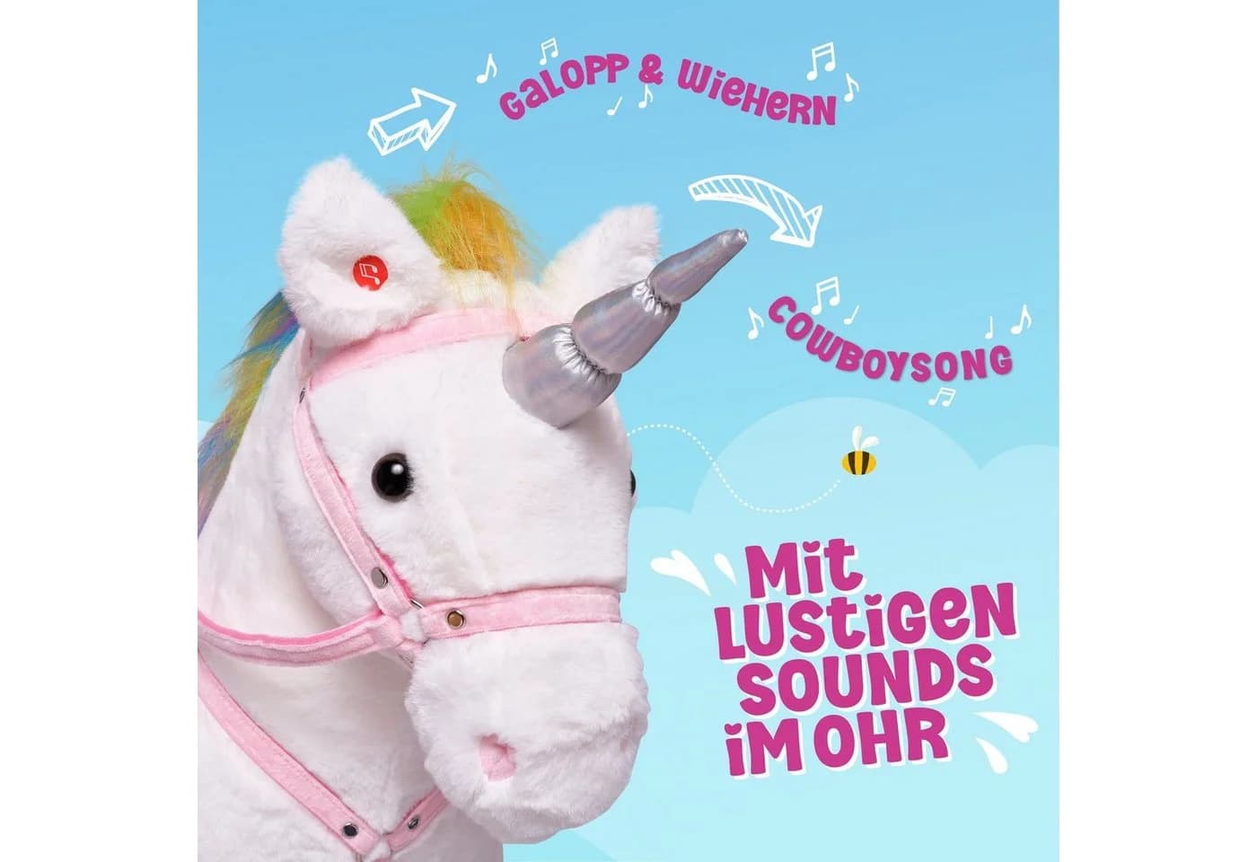 Pink Papaya Stehpferd Jasper Plüsch mit Sound und Zubehör